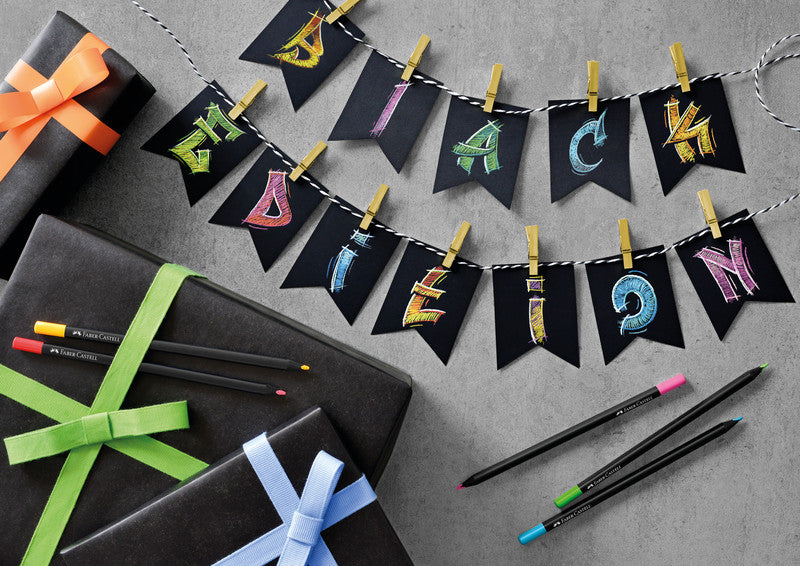 Faber-Castell Buntstifte Black Edition – 12 Farben, im Kartonetui, Ø 3 mm, dreikantig, FSC