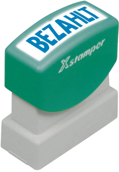 X-stamper Motivstempel – Motiv: Bezahlt, selbstfärbend, Kunststoff, 13 × 42 mm, Deutsch