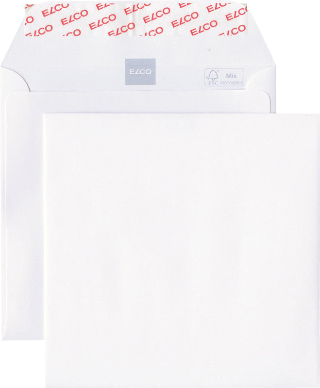 Elco Couvert 155 × 155 mm, ohne Fenster, selbstklebend, hochweiss, 120 g/m², mit Innendruck – 500 Stk.