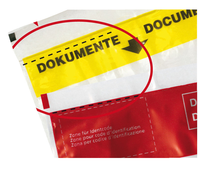 Elco Dokumententasche – C6/5 (229 × 114 mm), Fenster links, bedruckt, rot, selbstklebend – 250 Stück