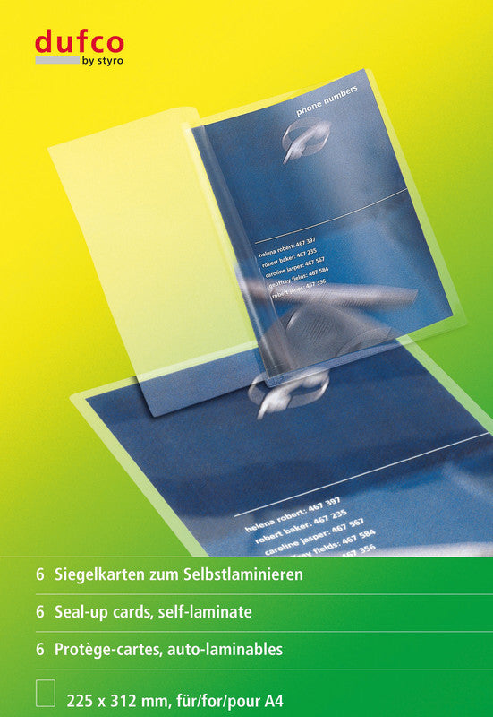 Dufco Selbstlaminierfolien A4, glatt – 100 µm, 6 Stk.