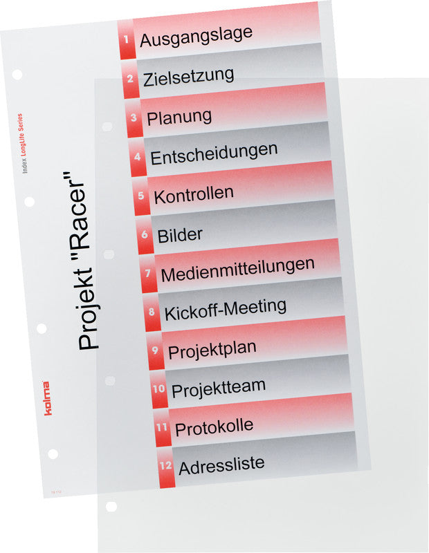 Kolma Sichtmappe A4 – 10 Hüllen, Transparent, Kunststoff, Matt