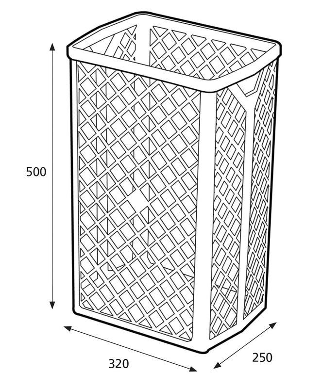 Katrin Abfallcontainer – 40 l – ohne Deckel – Kunststoff, Weiss – B × H × T 320 × 500 × 250 mm