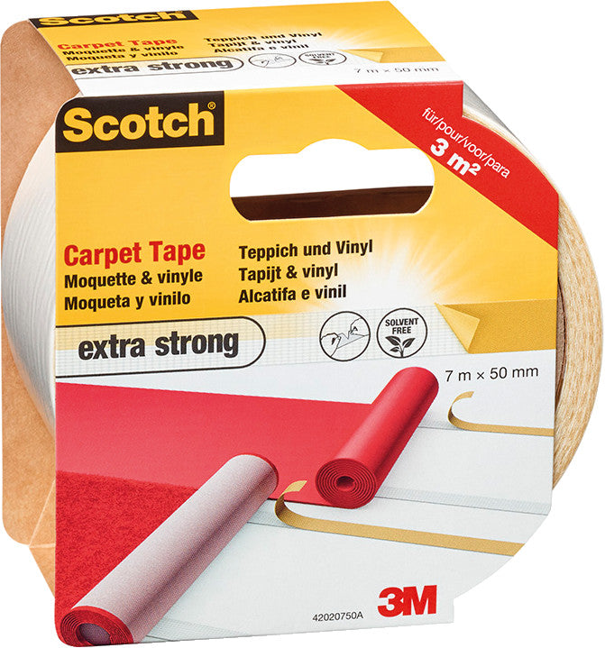 Scotch Teppichklebeband, extra stark, für glatte Oberflächen – 50 mm × 7 m, weiss