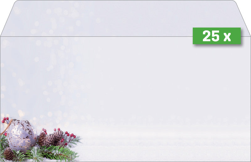 Sigel Weihnachts-Couvert C5/6, mehrfarbig, gummierte Klappe, 90 g/m², mit Innendruck – 25 Stk.