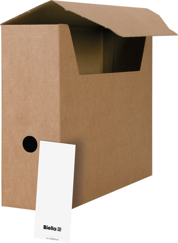 Biella Archivschachtel A4 – Einsteckdeckel, mit Griffloch, 323 × 278 × 100 mm, Braun, Karton