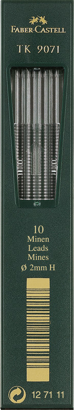 Faber-Castell Bleistiftminen 9071 für TK-Stifte 4600, 9400, 9500 – Graphit, 2 mm, H, 10 Stk.