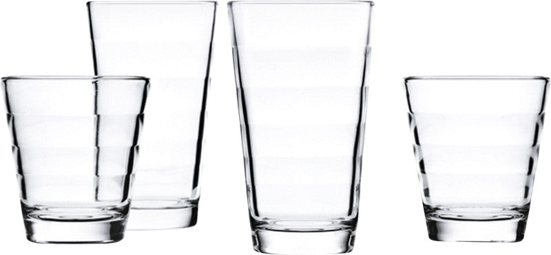 LEONARDO Onda Trinkglas – Glas, transparent, spülmaschinenfest, geriffelt, 12-teilig