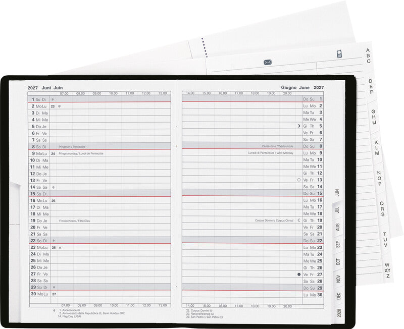 Biella Istanbul Agenda – 1 Monat/2 Seiten, geheftet, 10,6 × 15,3 cm, 15 Monate Okt–Dez, 2027, Schwarz, FSC