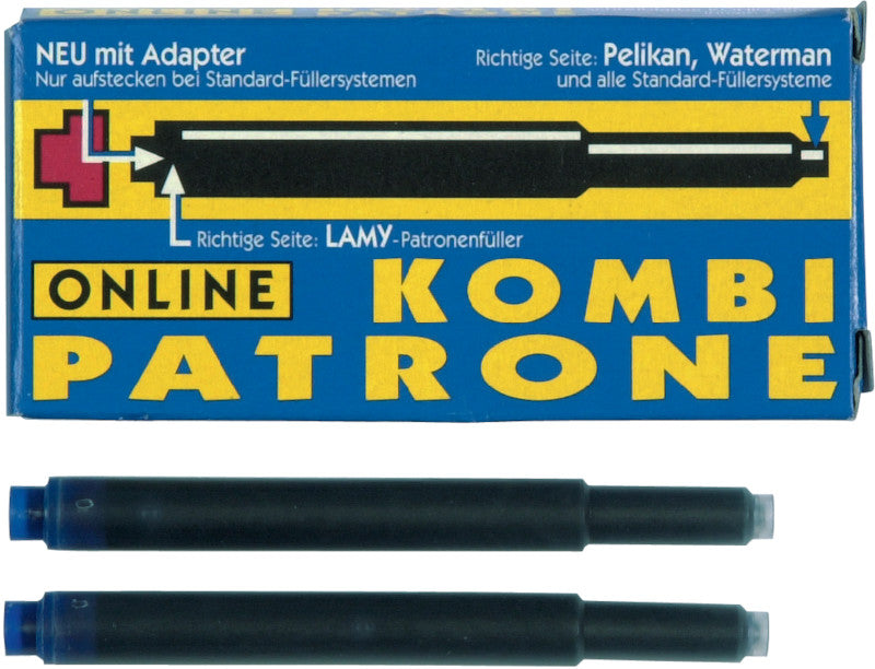 ONLINE Schreibgeräte Tintenpatronen für LAMY, PARKER, PELIKAN + 1 weitere – blau, geruchsarm, 5 Stk.