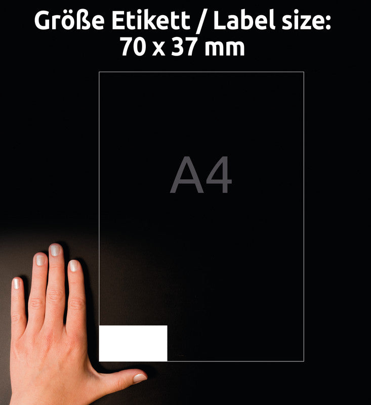 Avery Druckeretiketten, 70 mm × 37 mm, weiss, Papier, permanent, 100 Blätter (2400 Etiketten)