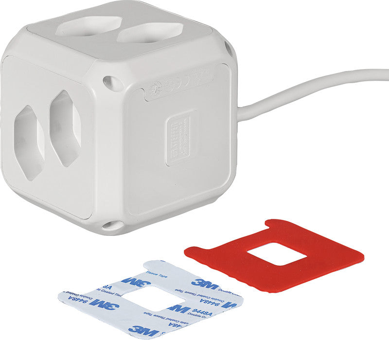 Steffen Steckdosenleiste Cube – 1,50 m, Kunststoff, Weiss, 8× T13, 1× USB-C PD 18 W, Überspannungsschutz