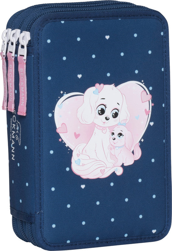 Beckmann Klassisches Etui Triple, gefüllt, 27-teilig – Pet Friends Blau – Kunststoff – 13 × 20,5 × 7 cm