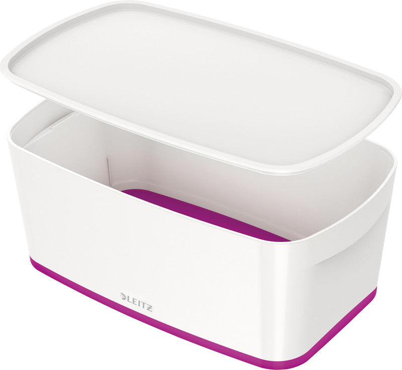 Leitz MyBox Aufbewahrungsbox – Kunststoff, weiss/violett, 31,8 × 12,8 × 19,1 cm