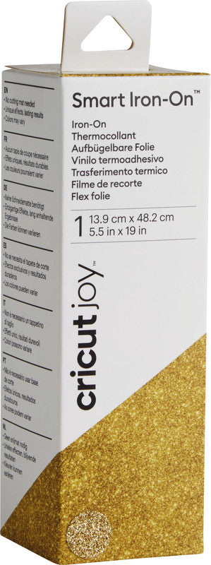 Cricut Aufbügelfolie Glitter – Gold – 13,9 × 482 cm – für Cricut Joy Schneideplotter