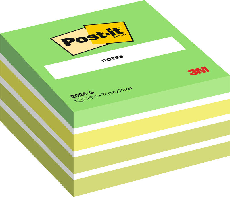 Post-it Haftnotizen Würfel – 76×76 mm – pastellgrün, 450 Blatt, PEFC