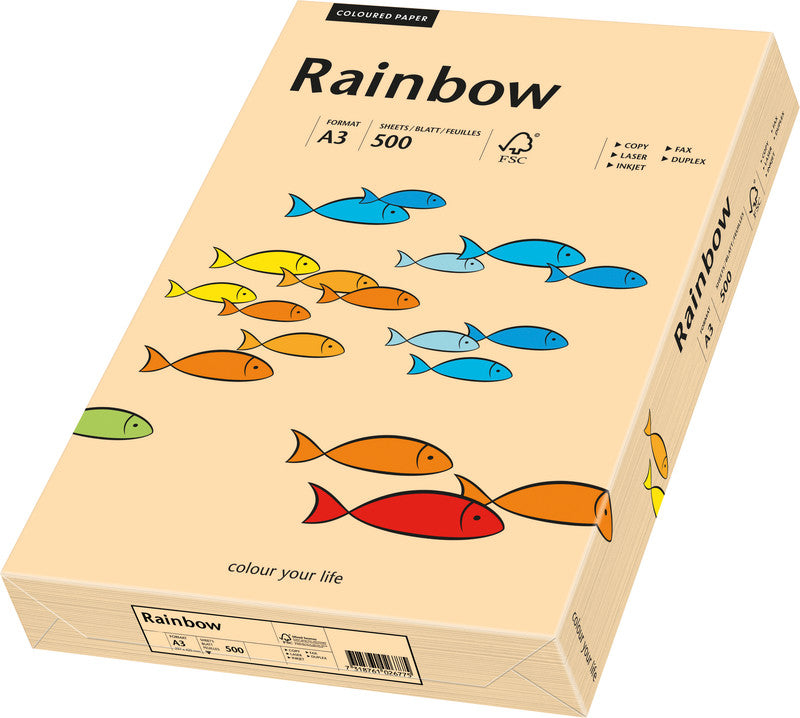 Rainbow Kopierpapier – A3, 80 g/m², Lachs – für Inkjet, Laser, Kopierer – FSC – 500 Blatt