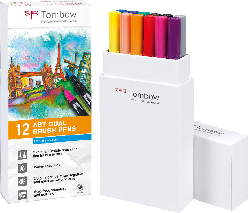 Tombow Filzstifte ABT Dual Brush Pen, auswaschbar, 12 Stk.