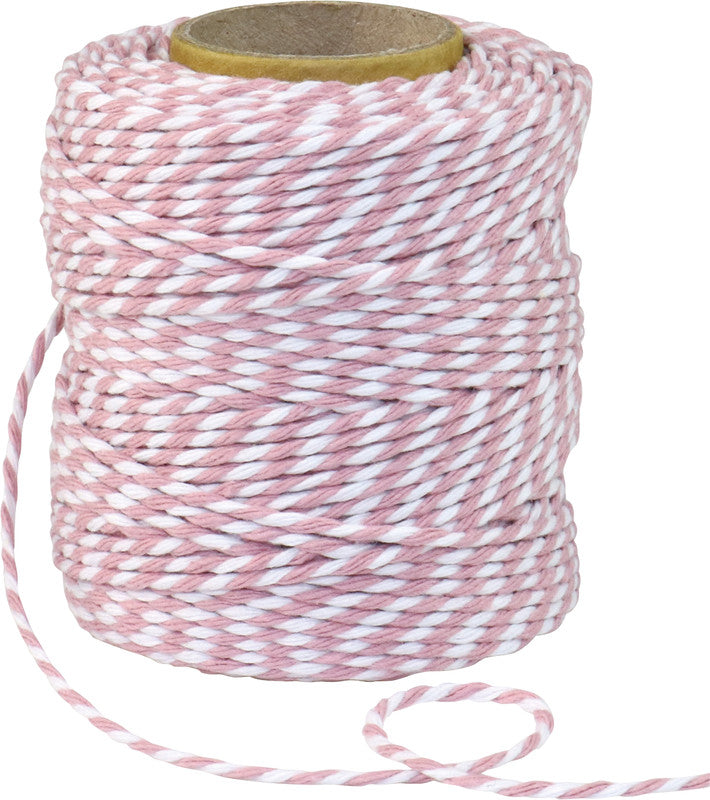 Präsent Kordel – Baumwolle, 2 mm × 50 m, altrosa/weiss