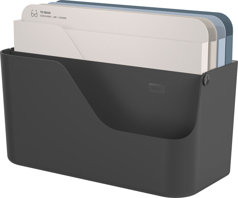 Rotho Briefkorb – Kunststoff, für A4, schwarz, B 356 × H 160 × T 295 mm