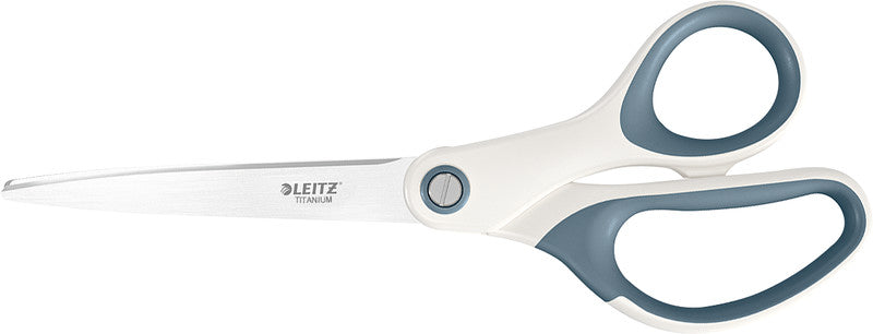 Leitz Universalschere WOW – titanbeschichtet, für Rechts- und Linkshänder, spitz, Softgrip, Kunststoff, weiss