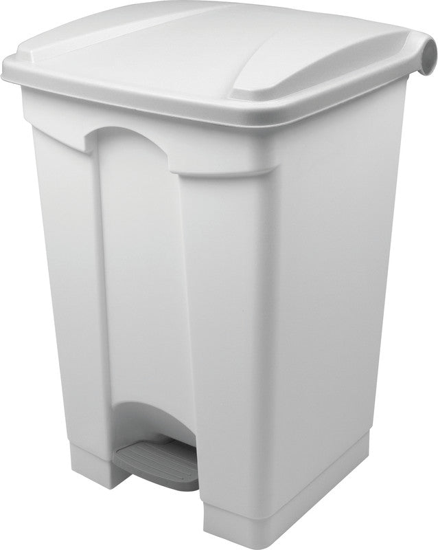 Helit Abfallcontainer – 45 l, mit Deckel, Kunststoff, weiss – B × H × T 410 × 600 × 400 mm