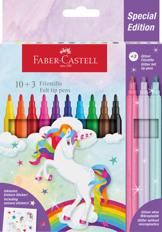 Faber-Castell Filzstifte Einhorn Spezialedition, Strichbreite 1 mm, 13 Farben