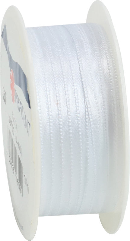 Präsent Geschenkband – Neutral – Kunststoff – 3 mm × 10 m – echte Webkante, Weiss
