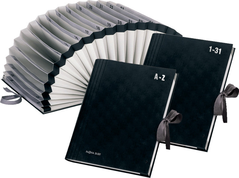 Pagna Register – A4, 20-teilig, Kunststoff, schwarz, unbedruckt, alphabetisch beschriftet, mit Bandverschluss