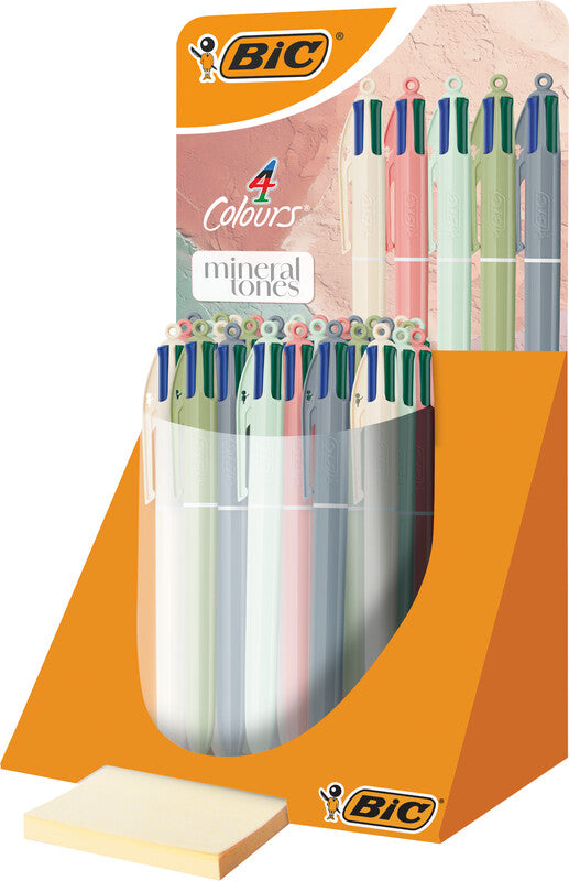 BIC 4 Farben Mineral Töne Multifunktionskugelschreiber – 4 Farben, Spitze 0,32 mm, Schiebe, nachfüllbar