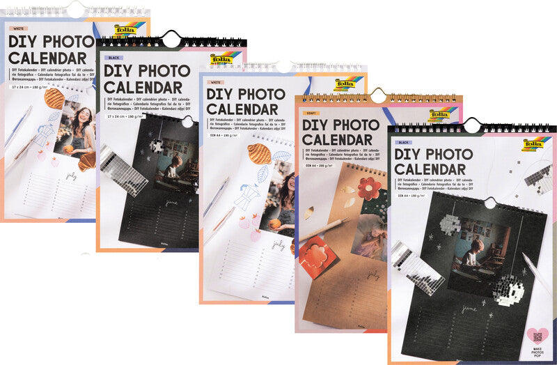 Folia Bastelkalender, immerwährend – 21 × 29,7 cm – Kalendarium d/f/i/e – 1 Monat pro Seite