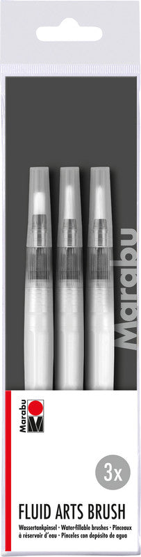 Marabu Wassertankpinsel – weiss, Länge 110 mm, 3er-Pack, befüllbar, mit Verschlusskappe