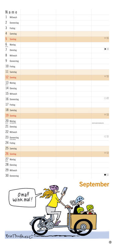 Heye Familienplaner Butschkow – für Familien – 5 Spalten – Deutsch – 2027 – 21 × 45 cm