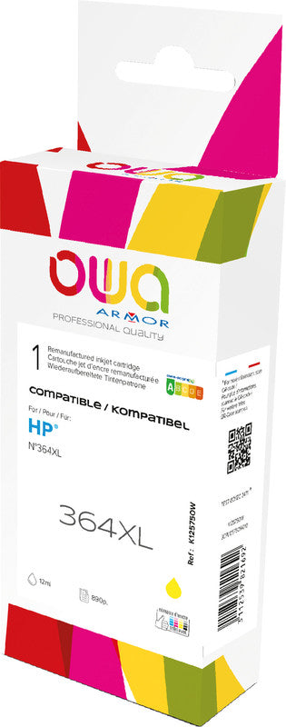 Owa Tintenpatrone 364XL, Gelb, 12 ml – für Inkjetdrucker/Multifunktionsgeräte