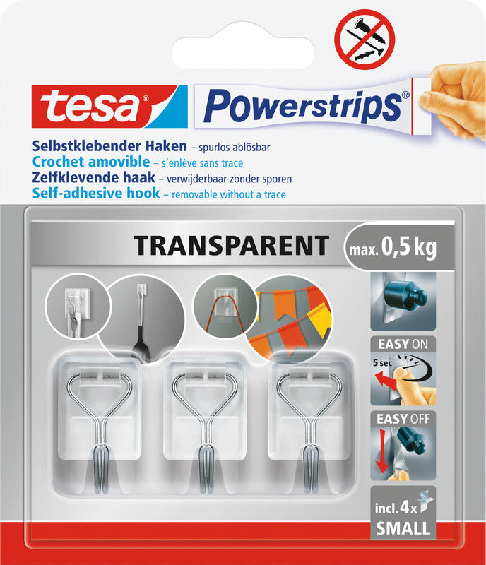 TESA Kleiderbügel – Kunststoff, transparent – 3er-Pack