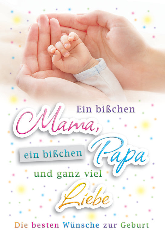 Kurt eulzer Grusskarte Geburt (Hände) – A6 (105 × 148 mm) – mit Umschlägen, Text DE, Karton, 6er Pack
