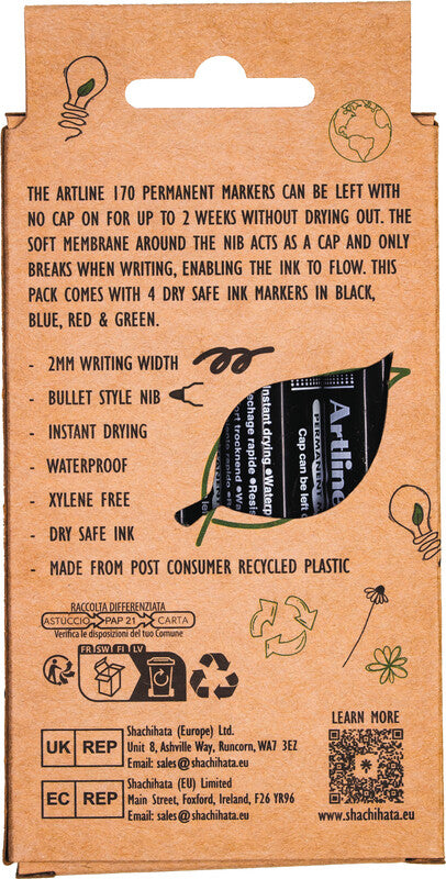 Artline Permanentmarker – sortiert, 4er-Set