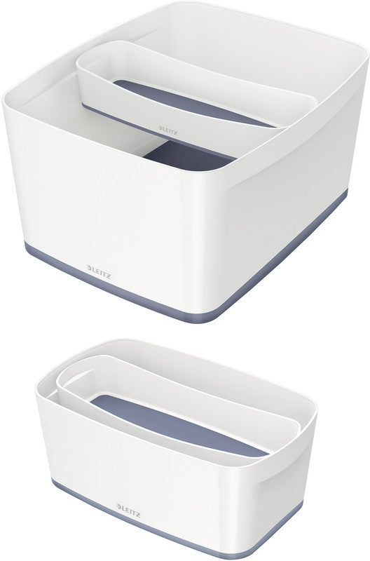 Leitz Aufbewahrungsbox MyBox – Kunststoff, weiss/grau, 31,8 × 12,8 × 19,1 cm – 1er-Pack
