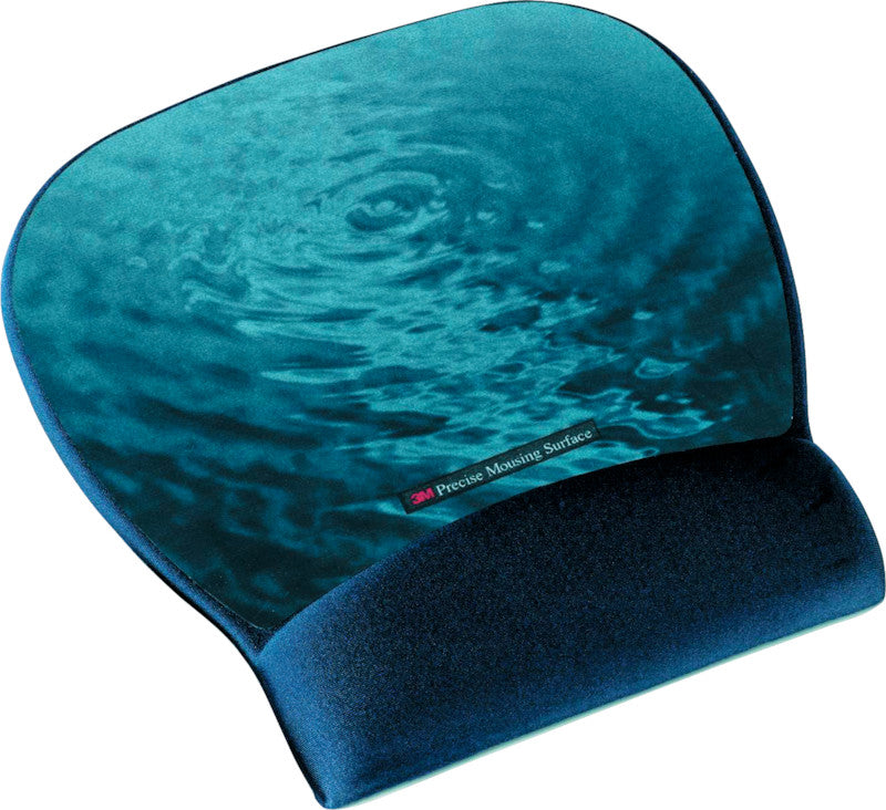 3M Mausmatte mit Handgelenkauflage – Blue Water – für Maus – Gel – rutschfest – 221×234×19 mm – Blau