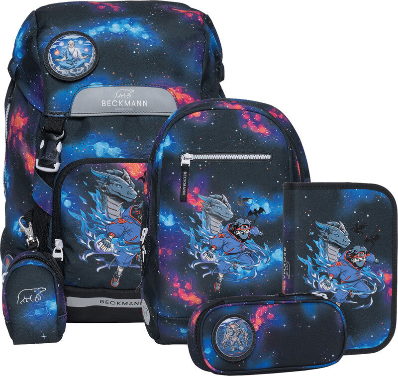Beckmann Schulrucksack Classic 1st – 6-teilig – Ninja Elements – 24,0×37,0×25,0 cm – recyclingfähig