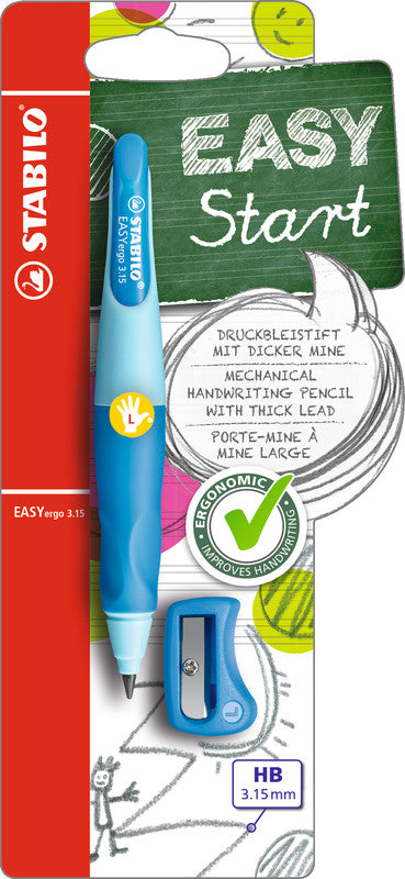 Stabilo EASYergo Start Druckbleistift – 3,15 mm, für Linkshänder, Hellblau, inkl. 1 Spitzer