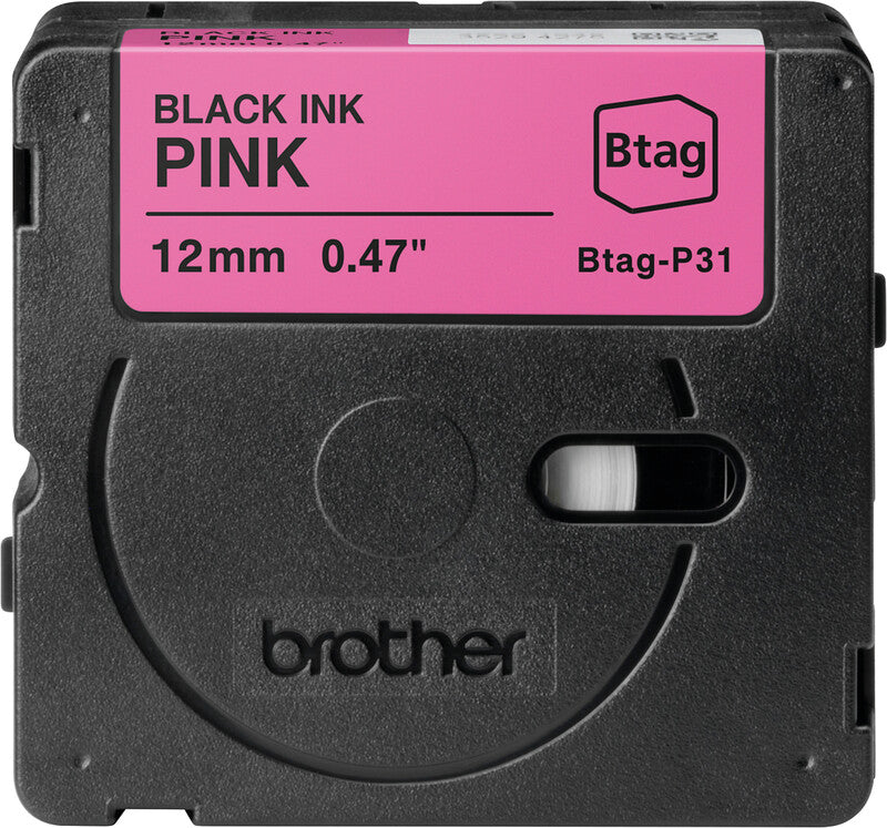 Brother Schriftband – 12 mm × 4 m, pink, schwarz