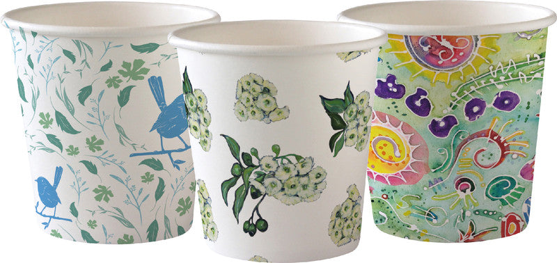 Duni BioPak Trinkbecher Papier (PLA-beschichtet) – 1,2 dl, sortiert, 50 Stück