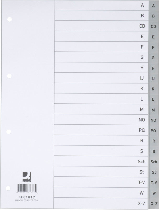 Connect Register – für A4, Kunststoff, A–Z, 20-teilig, grau, 11-fach
