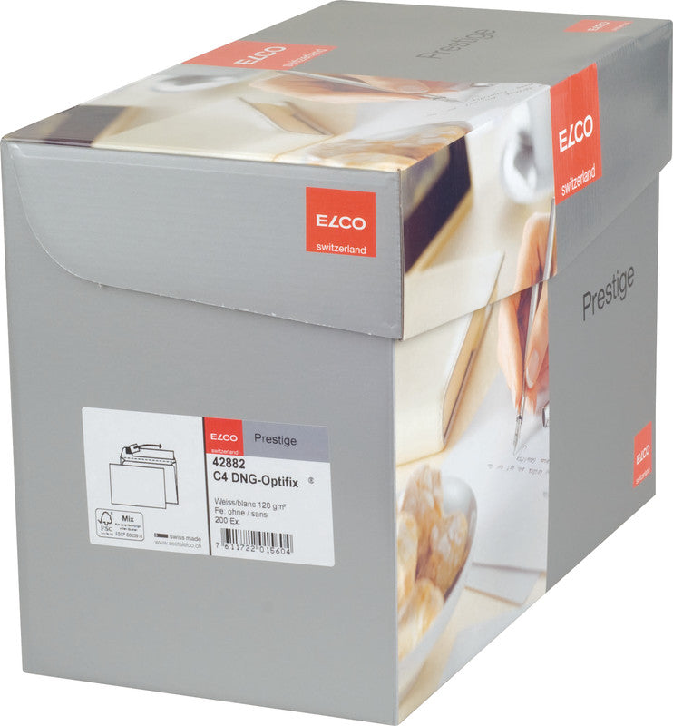 Elco Couvert C4, ohne Fenster, selbstklebend, weiss, 120 g/m² – 200 Stk.