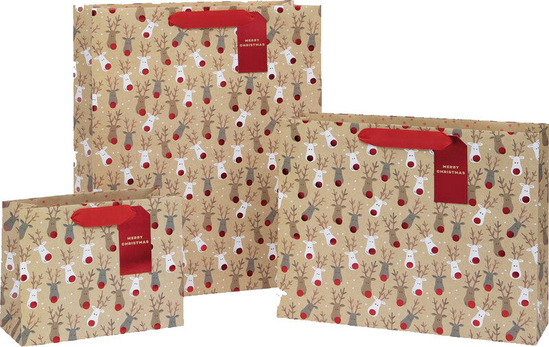Glick Tragetasche – Reindeer Selfie, Weihnachten – Papier – 225 × 175 × 100 mm