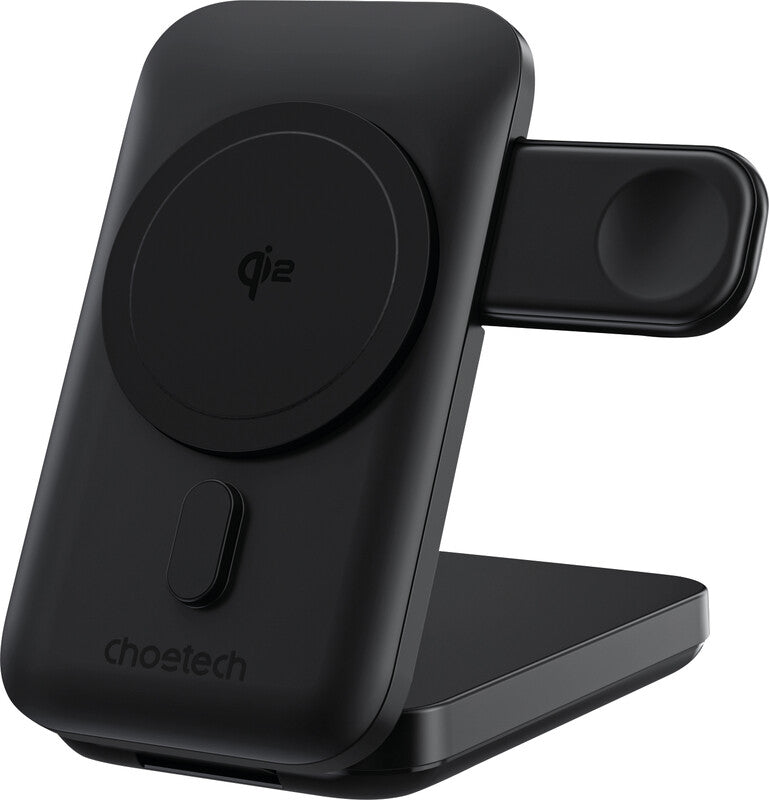 Choetech Powerbank 10000 mAh, 1× USB-C, 1× Lightning, kabelloses Laden, schwarz