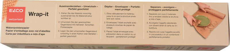 Elco Papierpolster-Wrap, Wabenpolsterpapier – 350 mm × 10 m – 80 g/m2 – Papier, braun