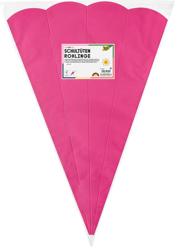 Folia Schultüten-Rohlinge – 10 Stück – mehrfarbig – Ø 200 × H 680 mm