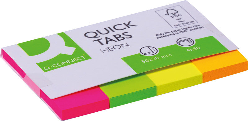 Q-Connect Seitenmarker – 20×50 mm – sortiert, 4×50 Stück, FSC